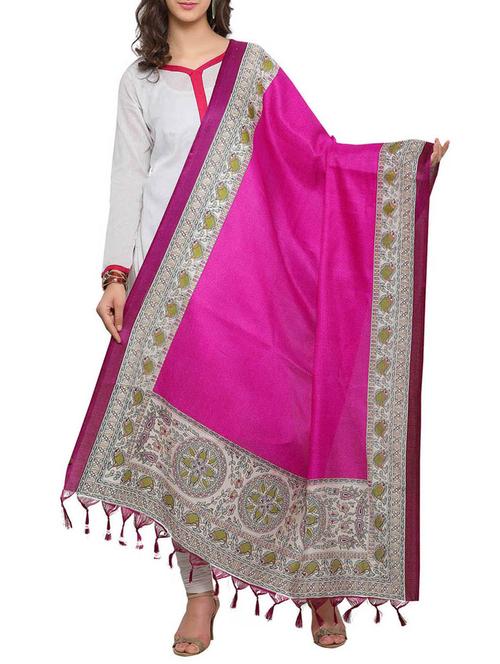 pink art silk dupatta - 14887644 - Very Small Image - 1