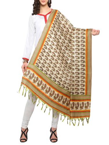 cream art silk printed dupatta - 14887650 - Very Small Image - 1