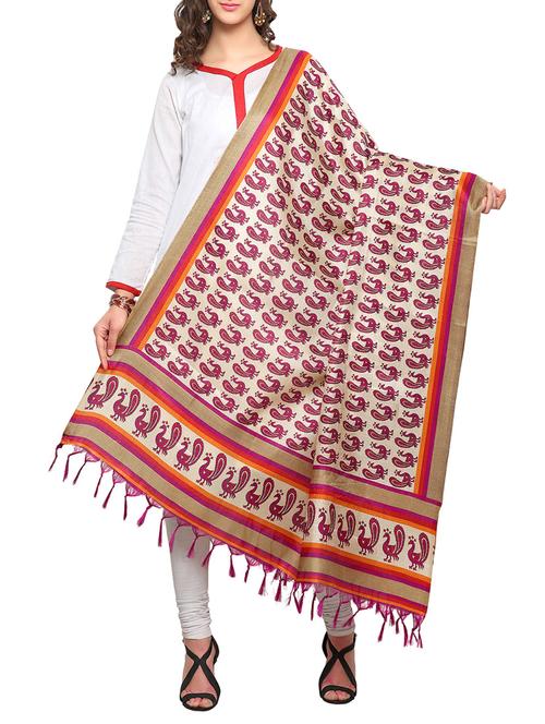 pink art silk dupatta - 14887652 - Very Small Image - 1