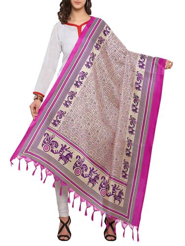 pink art silk printed dupatta - 14887657 - Very Small Image - 1