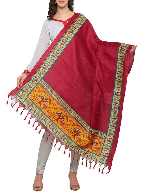 red art silk dupatta - 14887666 - Very Small Image - 1