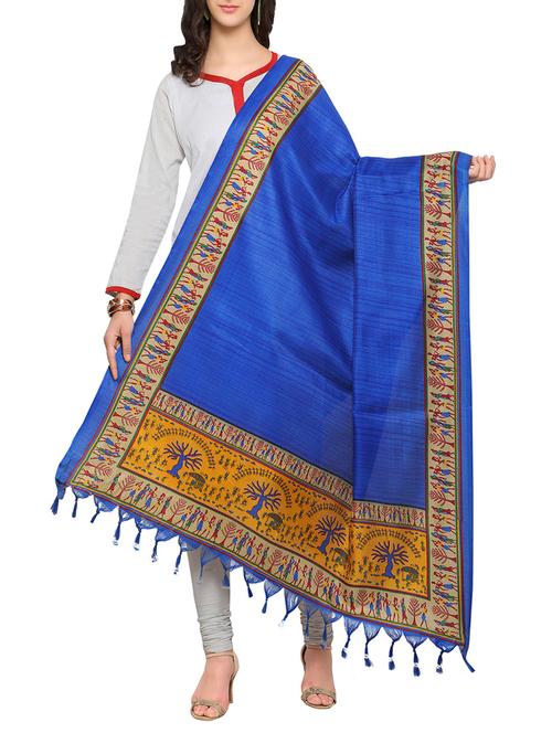 blue art silk dupatta - 14887667 - Very Small Image - 1