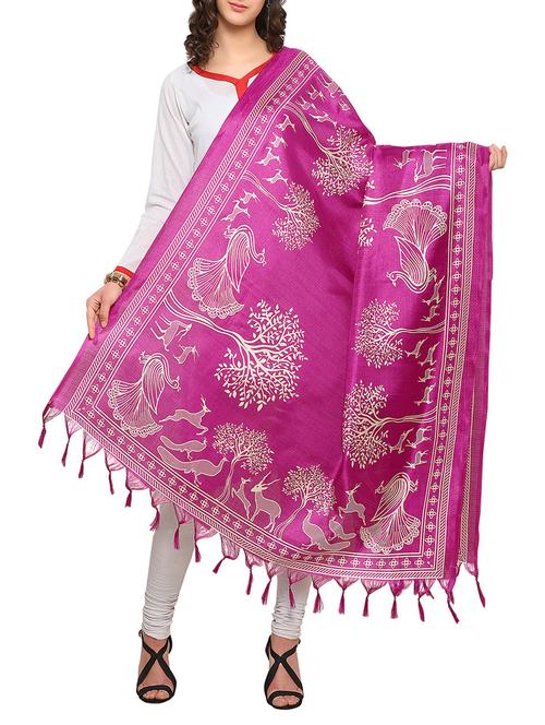 pink art silk dupatta - 14887668 - Very Small Image - 1