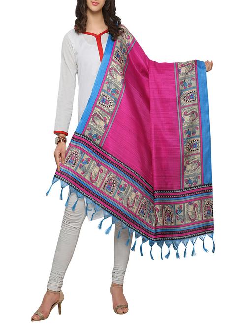 pink art silk dupatta - 14887677 - Very Small Image - 1