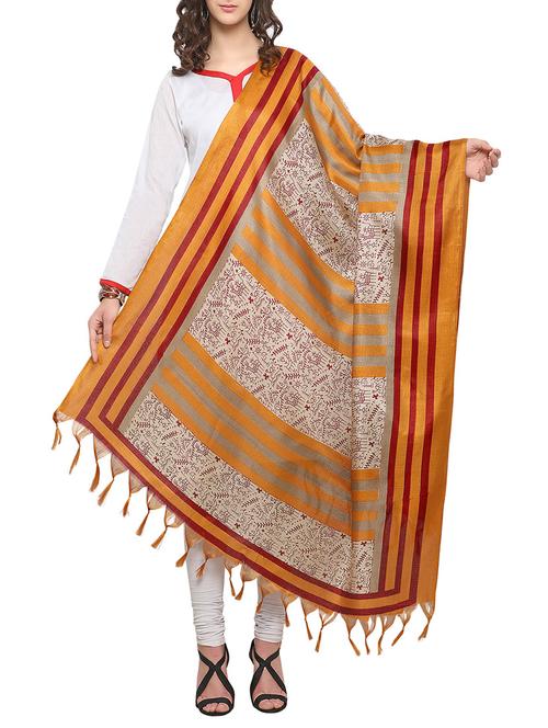 beige art silk printed dupatta - 14887681 - Standard Image - 1