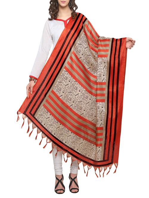 beige art silk printed dupatta - 14887682 - Standard Image - 1
