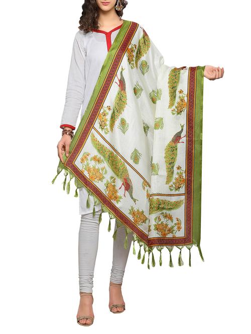cream art silk dupatta - 14887702 - Very Small Image - 1