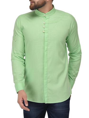 green linen casual shirt - 14887762 - Very Small Image - 1