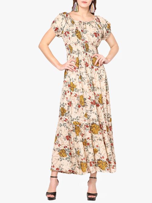 beige floral maxi dress - 14887766 - Very Small Image - 1