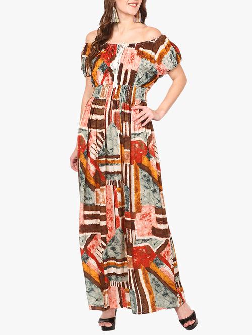 brown printed maxi dress - 14887768 - Standard Image - 1