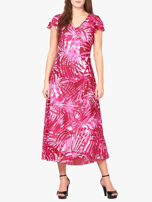 pink printed a-line dress - 14887777 - Very Small Image - 1
