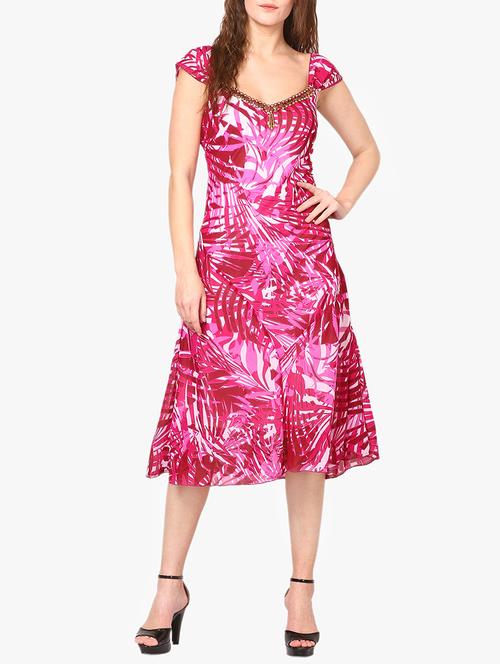 pink printed a-line dress - 14887787 - Very Small Image - 1
