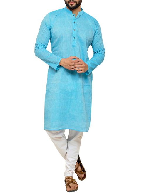 PAROKSH light blue cotton long kurta - 14887946 - Standard Image - 1