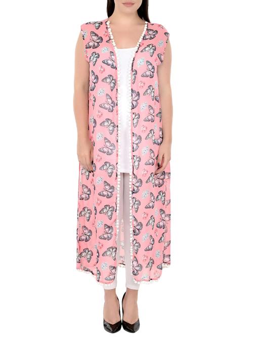 pink georgette shrug - 14888037 - Standard Image - 1