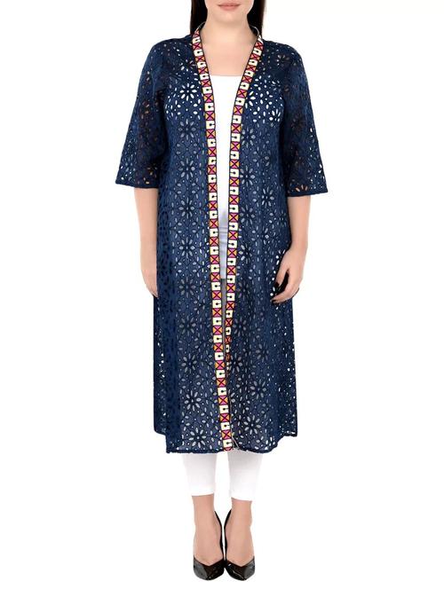 navy blue cotton shrug - 14888041 - Standard Image - 1
