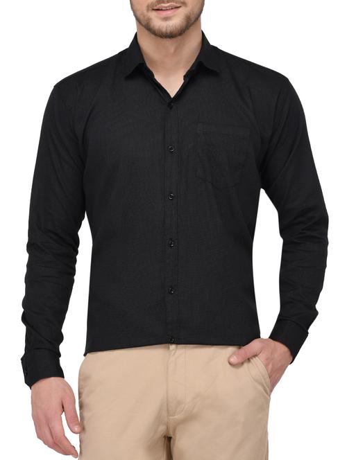 black cotton formal shirt - 14888049 - Standard Image - 1