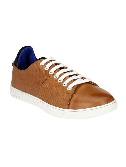 tan leatherette lace up sneaker - 14888355 - Standard Image - 1