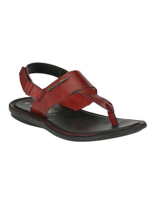 red Leather back strap sandal - 14888404 - Standard Image - 1