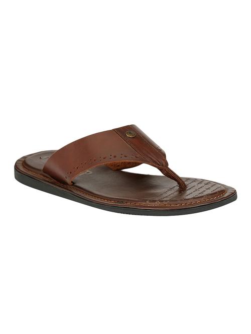 brown Leather toe separator slipper - 14888409 - Standard Image - 1