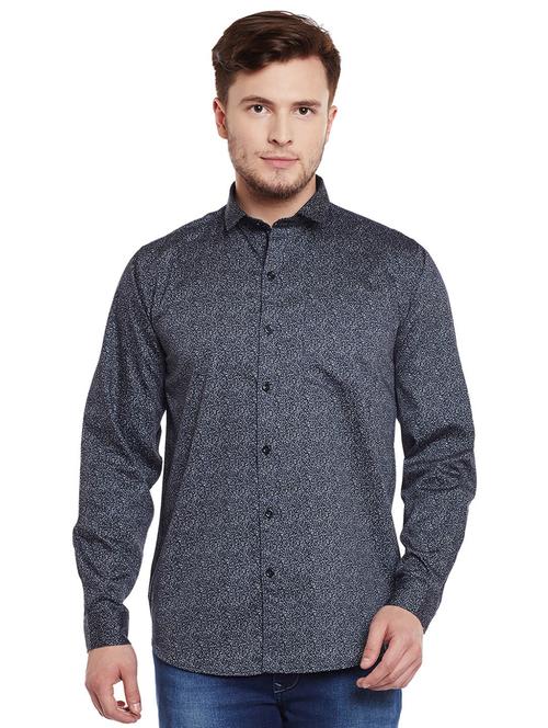 navy blue cotton casual shirt - 14888536 - Standard Image - 1