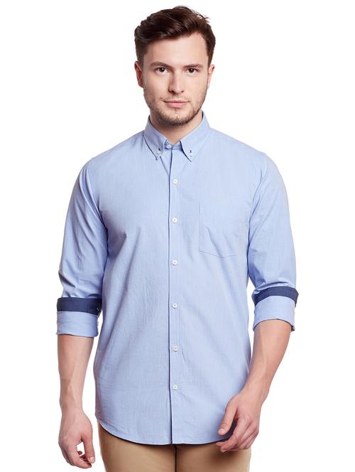 light blue cotton casual shirt - 14888544 - Standard Image - 1