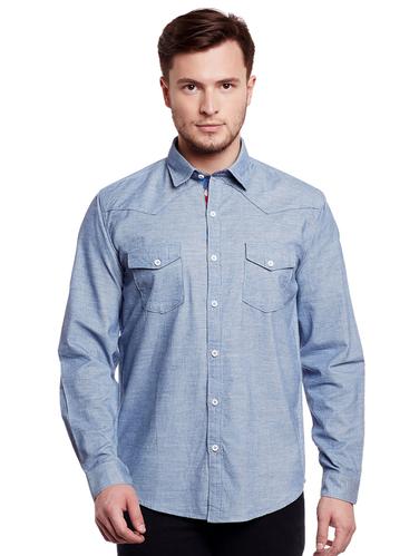 blue cotton casual shirt - 14888548 - Very Small Image - 1
