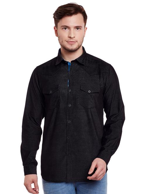 black cotton casual shirt - 14888550 - Standard Image - 1