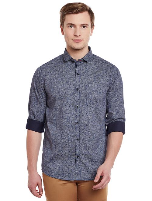 blue cotton casual shirt - 14888560 - Very Small Image - 1