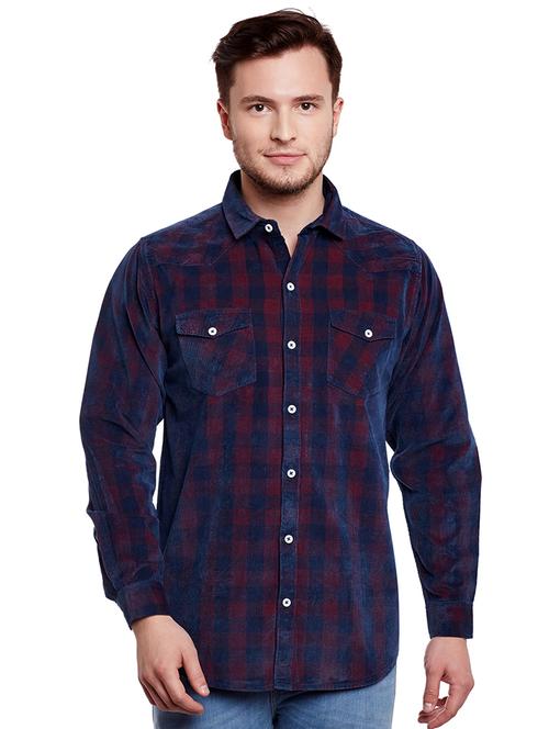 navy blue cotton casual shirt - 14888563 - Very Small Image - 1