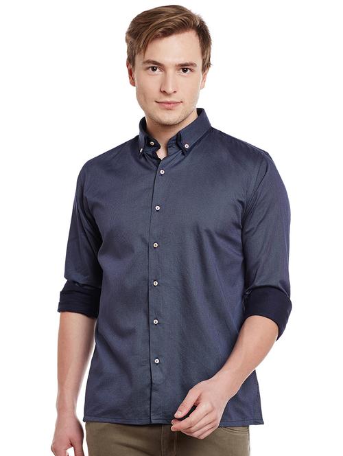 navy blue cotton casual shirt - 14888589 - Very Small Image - 1