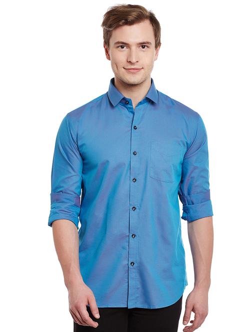 blue cotton casual shirt - 14888609 - Very Small Image - 1