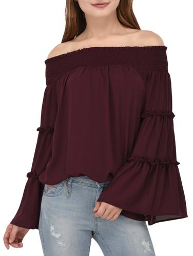 maroon solid off shoulder top - 14888752 - Very Small Image - 1