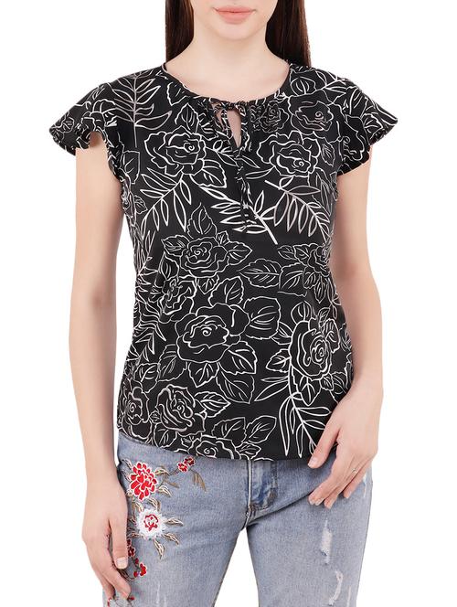 monochrome ruffle sleeved top - 14888766 - Very Small Image - 1