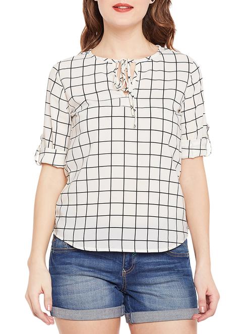 checkered roll up sleeved top - 14888771 - Standard Image - 1
