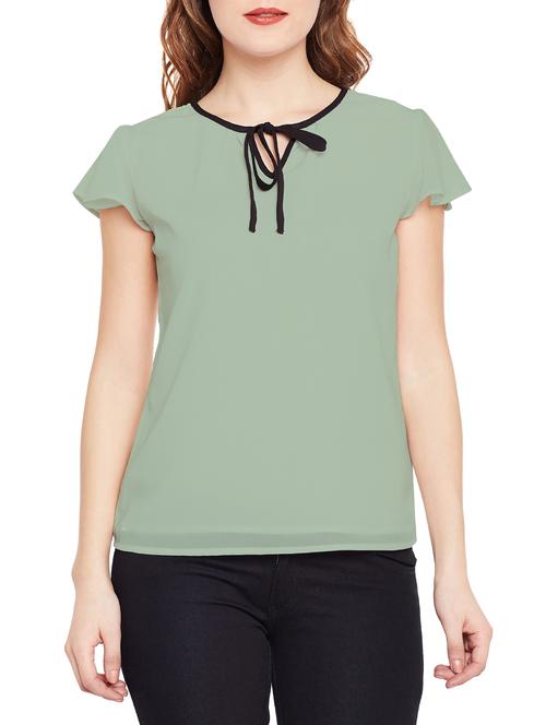 contrast detailed ruffle sleeved top - 14888774 - Very Small Image - 1