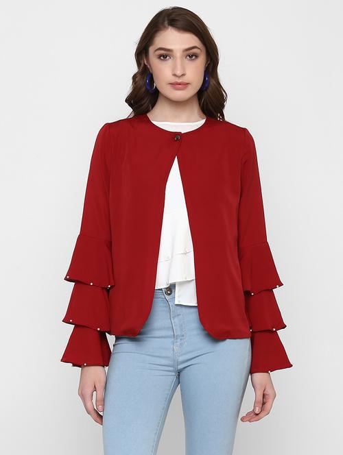 red pearl embellished shrug - 14888799 - Standard Image - 1