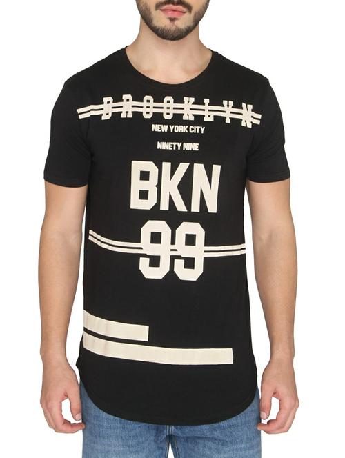 black cotton front print t-shirt - 14888873 - Standard Image - 1
