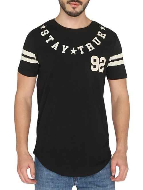 black cotton chest print t-shirt - 14888875 - Very Small Image - 1
