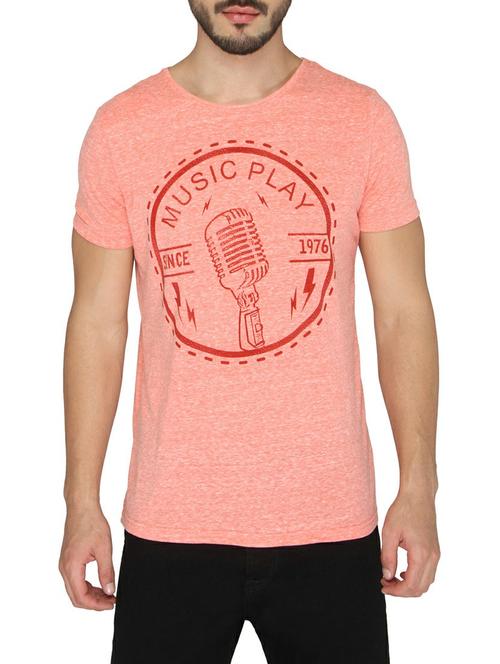 peach cotton front print t-shirt - 14888919 - Standard Image - 1