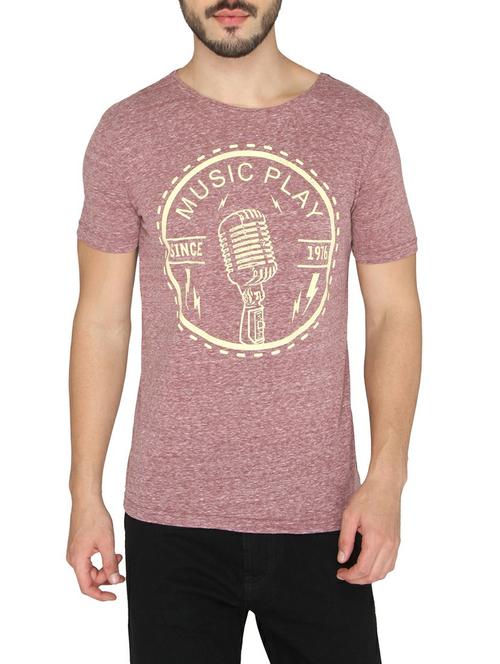 mauve cotton front print t-shirt - 14888920 - Standard Image - 1