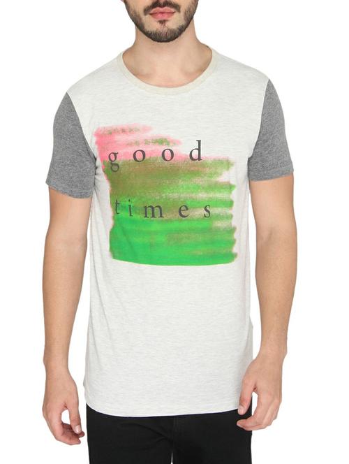 white cotton chest print t-shirt - 14888926 - Standard Image - 1