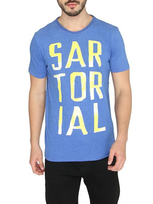 blue cotton front print t-shirt - 14888930 - Standard Image - 1