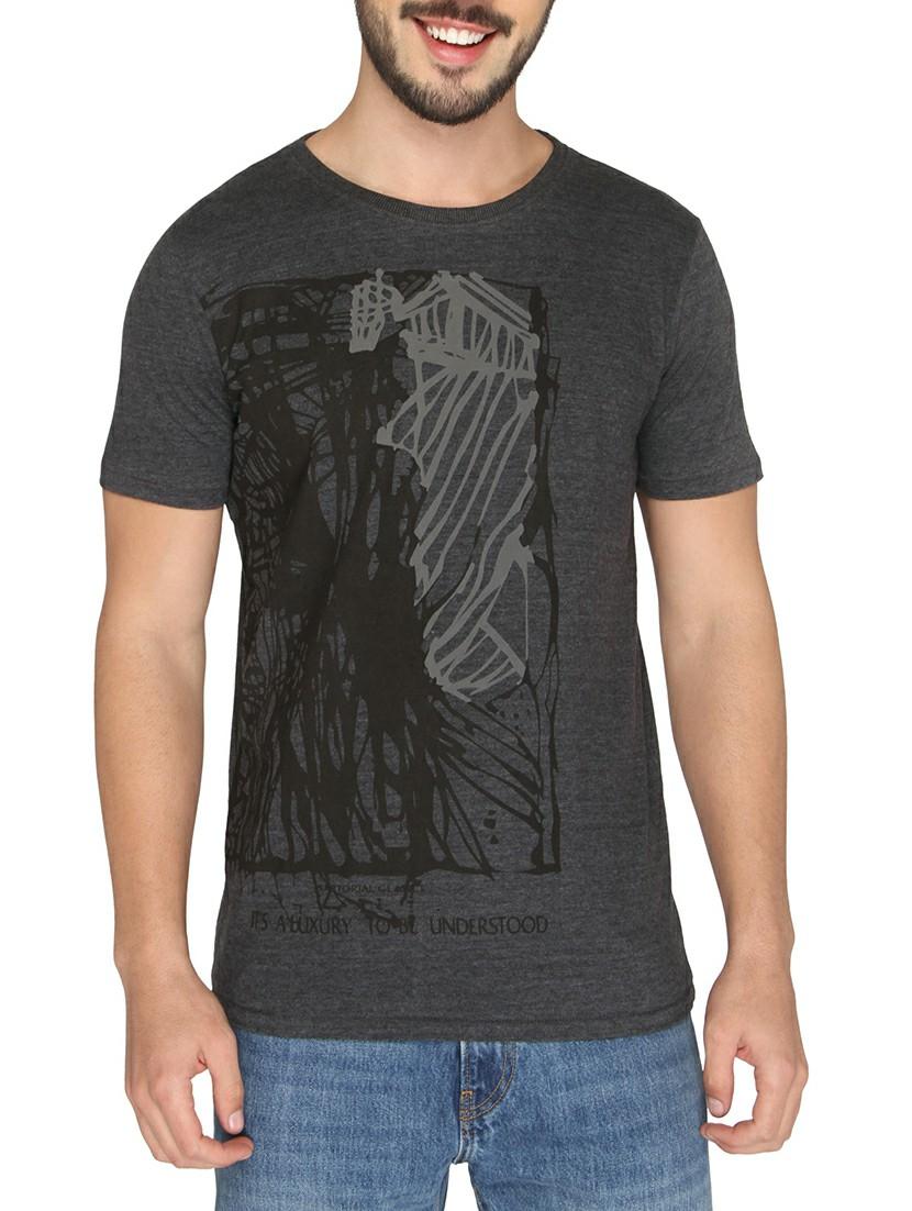 grey cotton front print tshirt - 14888932 - Zoom Image - 1
