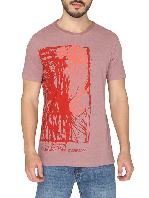 maroon cotton front print t-shirt - 14888933 - Standard Image - 1
