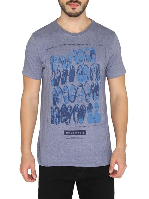 blue cotton chest print t-shirt - 14888934 - Standard Image - 1