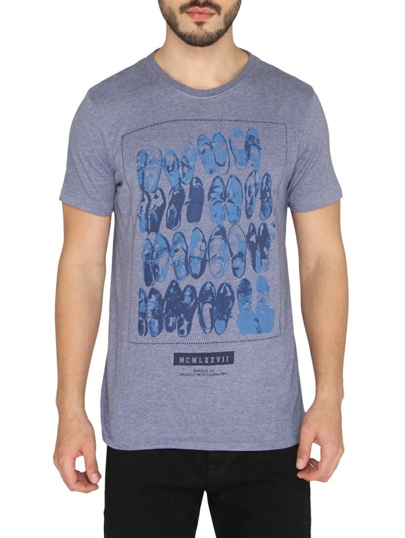 blue cotton chest print t-shirt - 14888934 - Zoom Image - 1