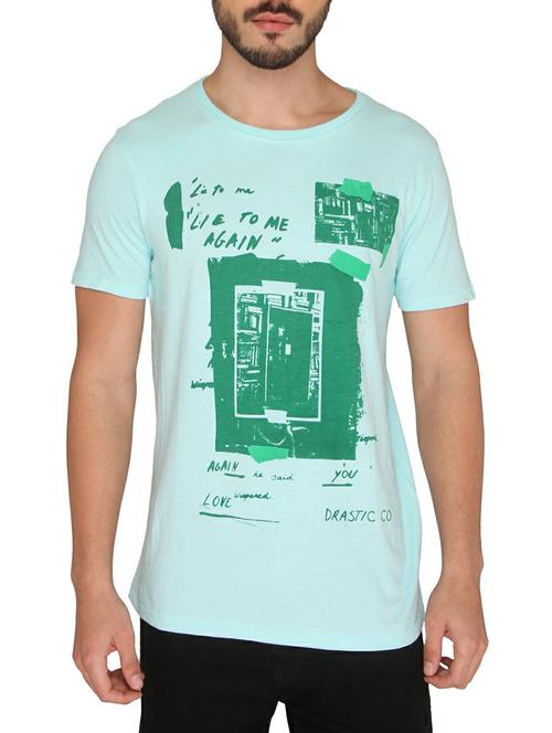green cotton chest print t-shirt - 14888937 - Standard Image - 1