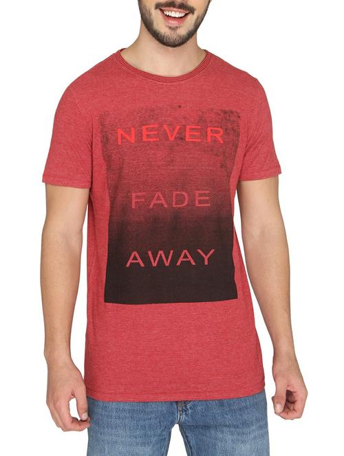 red cotton chest print t-shirt - 14888943 - Standard Image - 1
