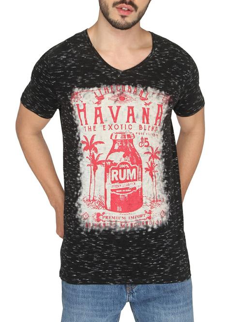 black cotton chest print t-shirt - 14888945 - Standard Image - 1