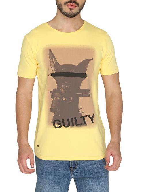 yellow cotton front printl t-shirt - 14888953 - Very Small Image - 1